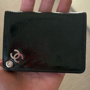 CHANEL Black Patent Leather Card Holder